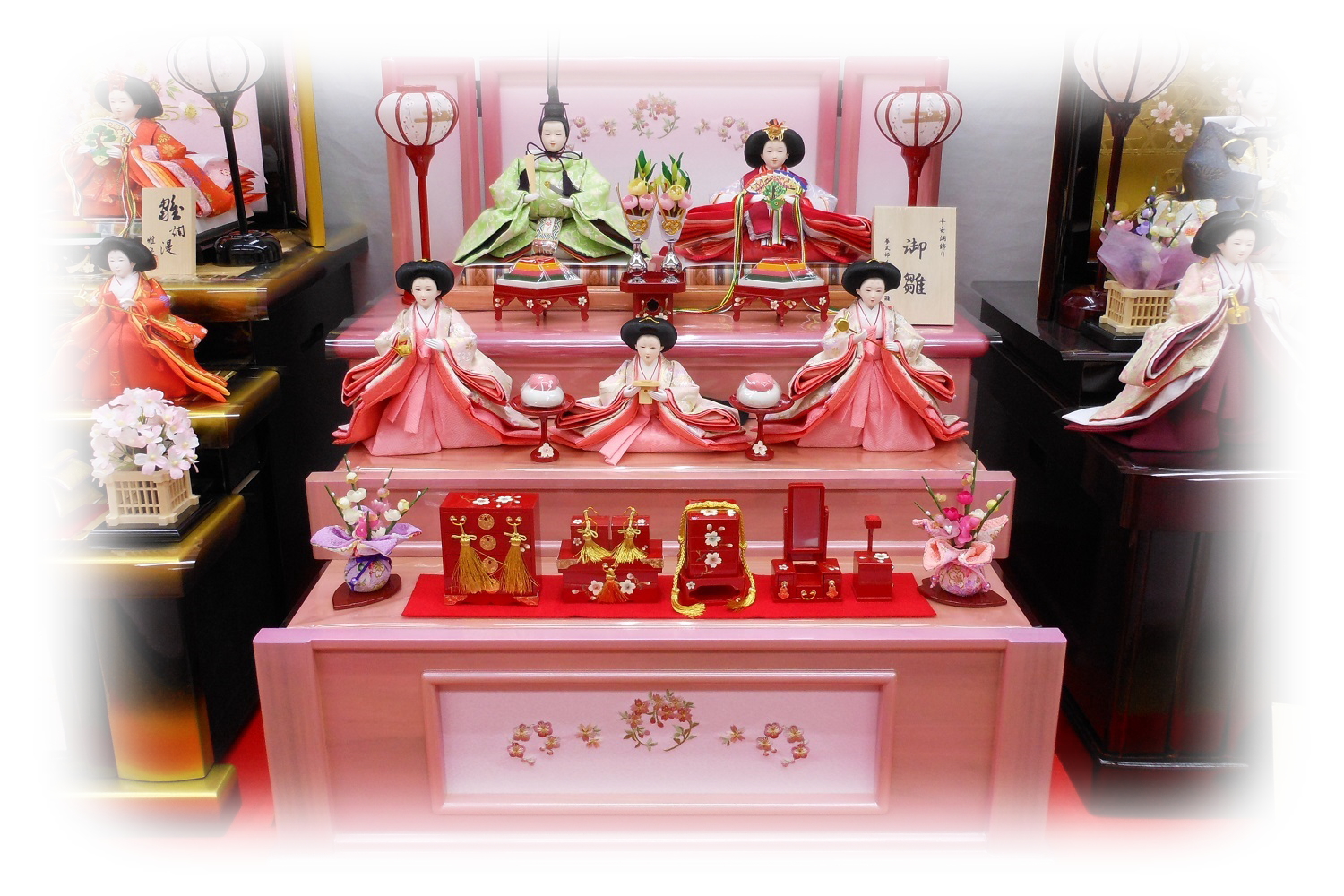 ひな人形 五人収納飾り(引出式)茨城県ひたちなか市 節句人形専門店 人形の桜井